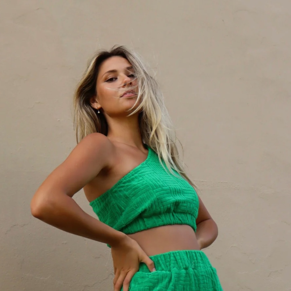NWT Pretty Garbage Terry Cloth Green Crop Top